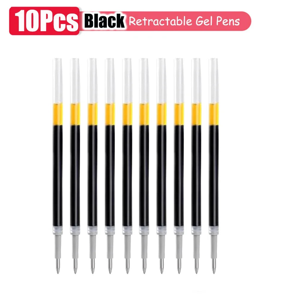 1-63Pc Retractable Gel Pens Set Black/red/blue Ink Ballpoint for Writing 0.5mm Refills Office Accessory School Supply Stationery