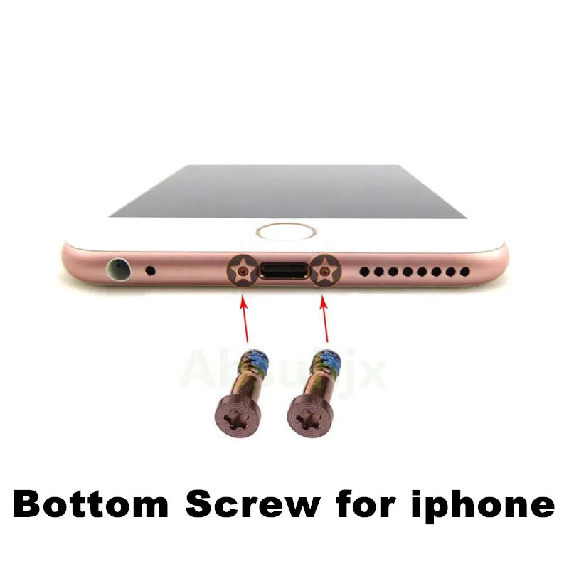 100pcs Back Cover Screw for iPhone X XS  11 12 13 Pro Max 5S 6 6S 7 8 Plus Bottom Dock Connector Five Star Pentalobe Screws
