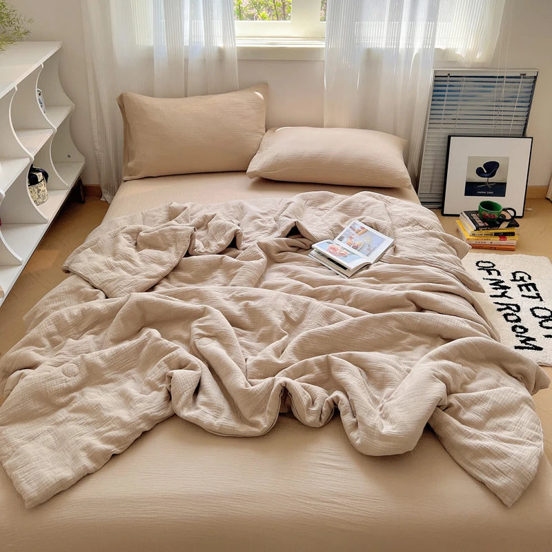 1pc Washed Cotton Duvet Queen/King  Air Condition Quilt for Summer Cooling Skin-Friendly Plain Summer Blanket Comfortable 이불 사계절