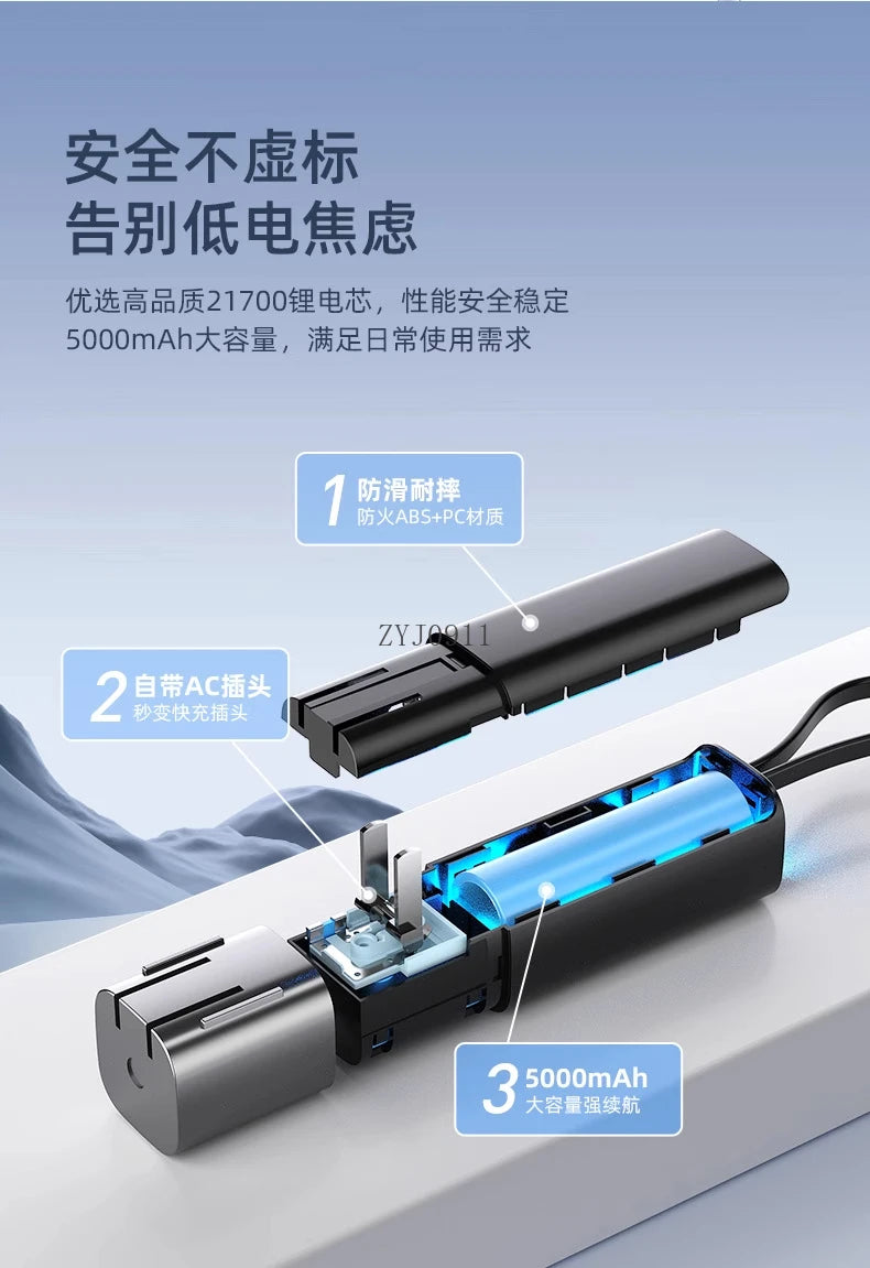 *Plug, power bank, its own cable, three-in-one can be put on the plane, ultra-thin, compact and portable mobile power supply.