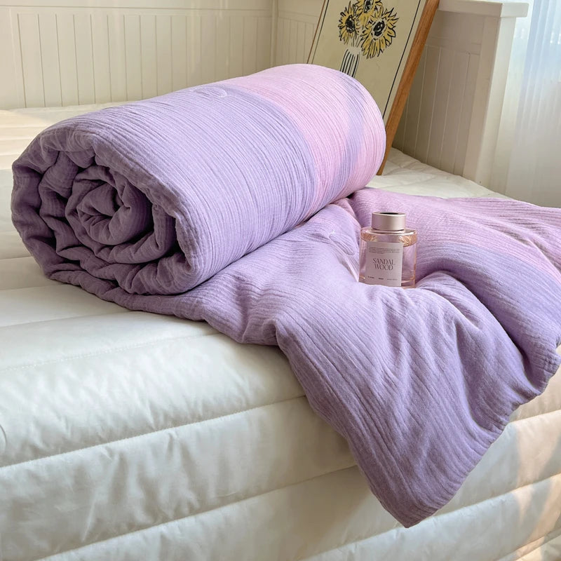 1pc Washed Cotton Duvet Queen/King  Air Condition Quilt for Summer Cooling Skin-Friendly Plain Summer Blanket Comfortable 이불 사계절