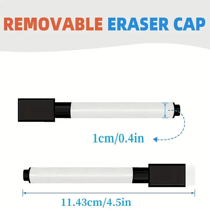 100Pcs Whiteboard Marker Pens Fine Point Tip with Eraser Cap Mini Bulk Black Dry Erase Markers for Teachers School
