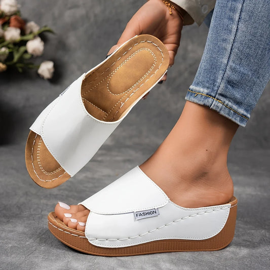Women Wedge Slippers Summer 2025 New Fashion Slippers Open Toe Breathable Sandals Comfortable Buckle Woman Shoes Slides Women