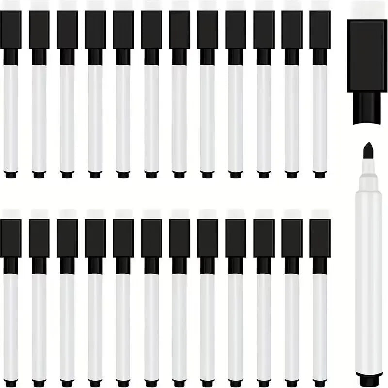 100Pcs Whiteboard Marker Pens Fine Point Tip with Eraser Cap Mini Bulk Black Dry Erase Markers for Teachers School