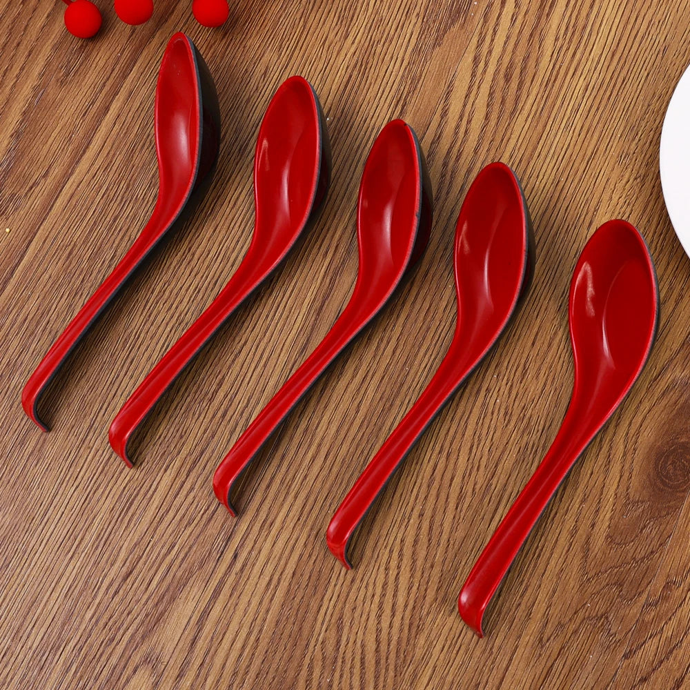 1/5/10pcs Mighty Porcelain Anti-Shock Spoons Japanese Rice Spoon Dumplings Porridge Soup Spoon  Restaurant Bar Kitchen Cutlery