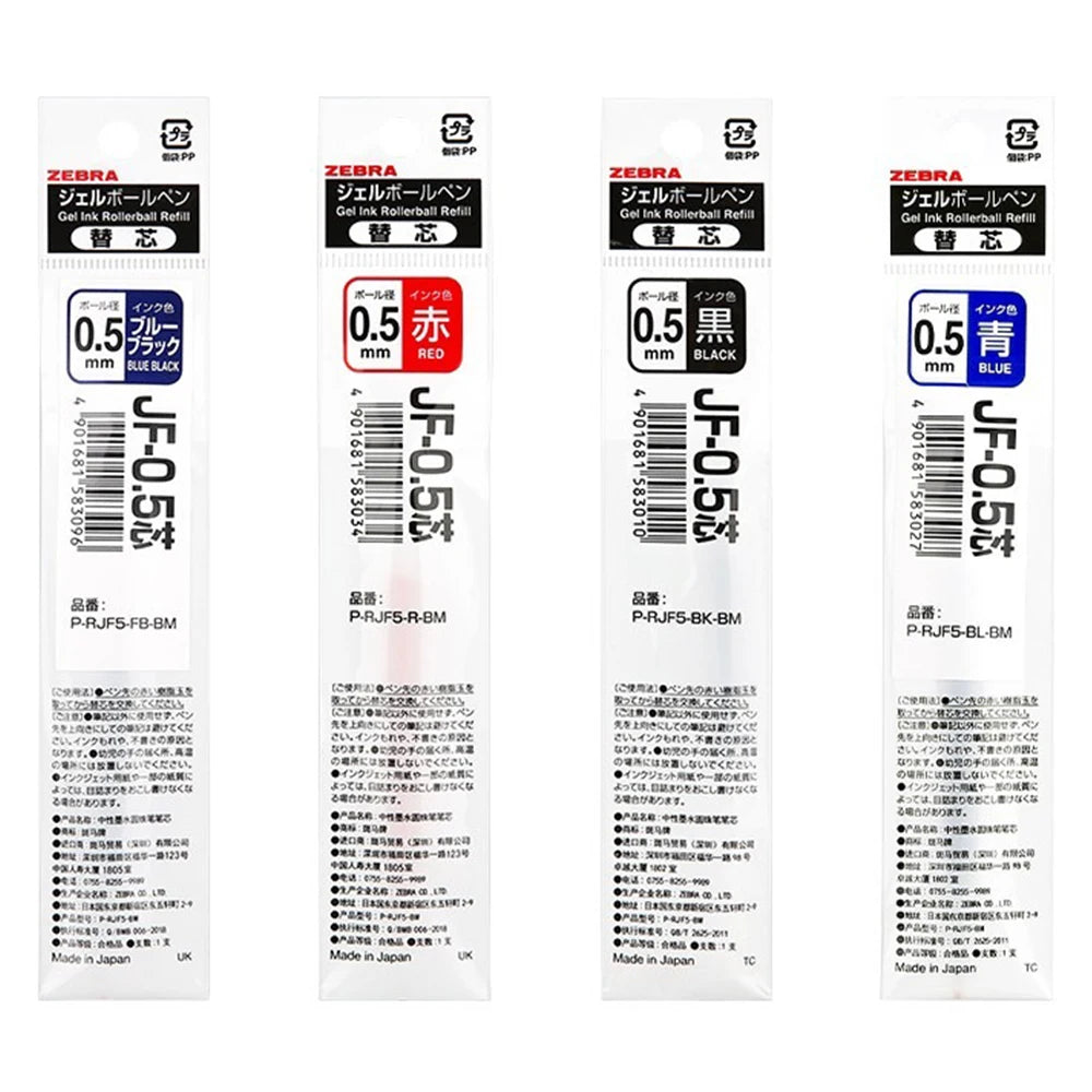 10pcs Japan ZEBRA Zebra Pen Refill JF-0.3/0.38/0.4/0.5/0.7mm JJ15 Press Neutral Pen Refill Black Blue Red School Stationery