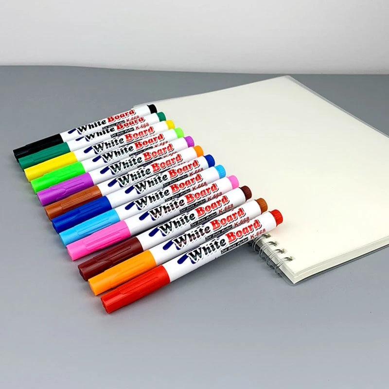 12 Colors Whiteboard Marker Pens Erasable Liquid Chalk Pens for School Office