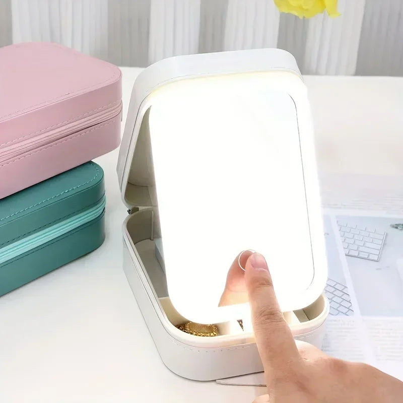 1pc Children's travel cosmetic bag with mirror-fashionable and convenient children's cosmetic storage bag