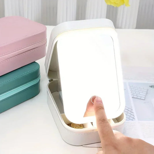 1pc Children's travel cosmetic bag with mirror-fashionable and convenient children's cosmetic storage bag