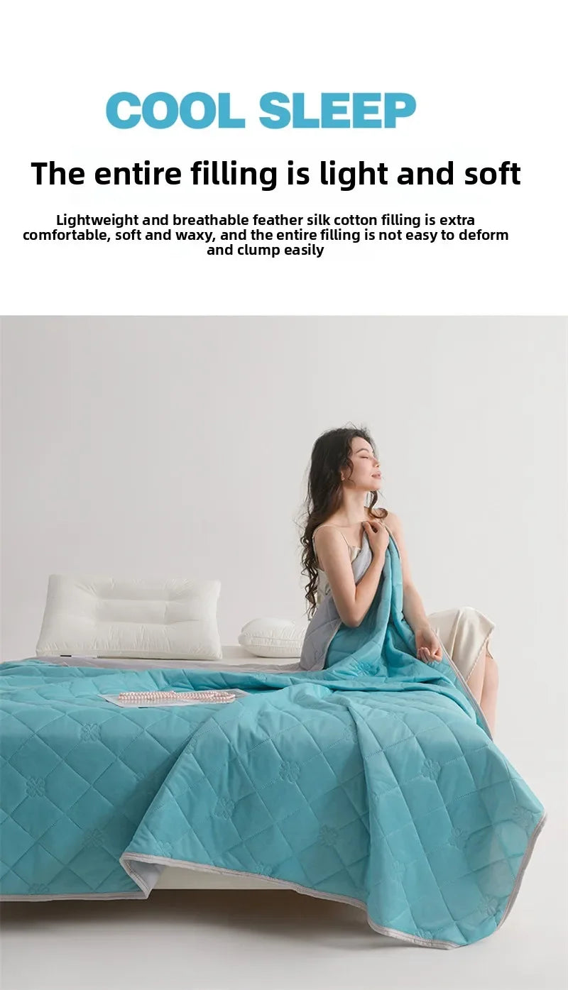 1pc Solid Color High-Quality  Summer Cooling Blanket, Lightweight, Breathable & Skin-Friendly for Hot Sleepers,Bedding 냉감이불/여름이불
