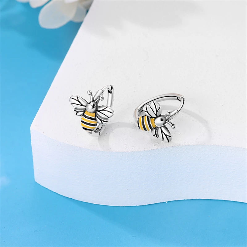 100% 925 Sterling Silver Colorful Butterfly Bee Ladybug Rainbow Flower Earrings For Women Fashion Birthday Party Jewelry Gifts