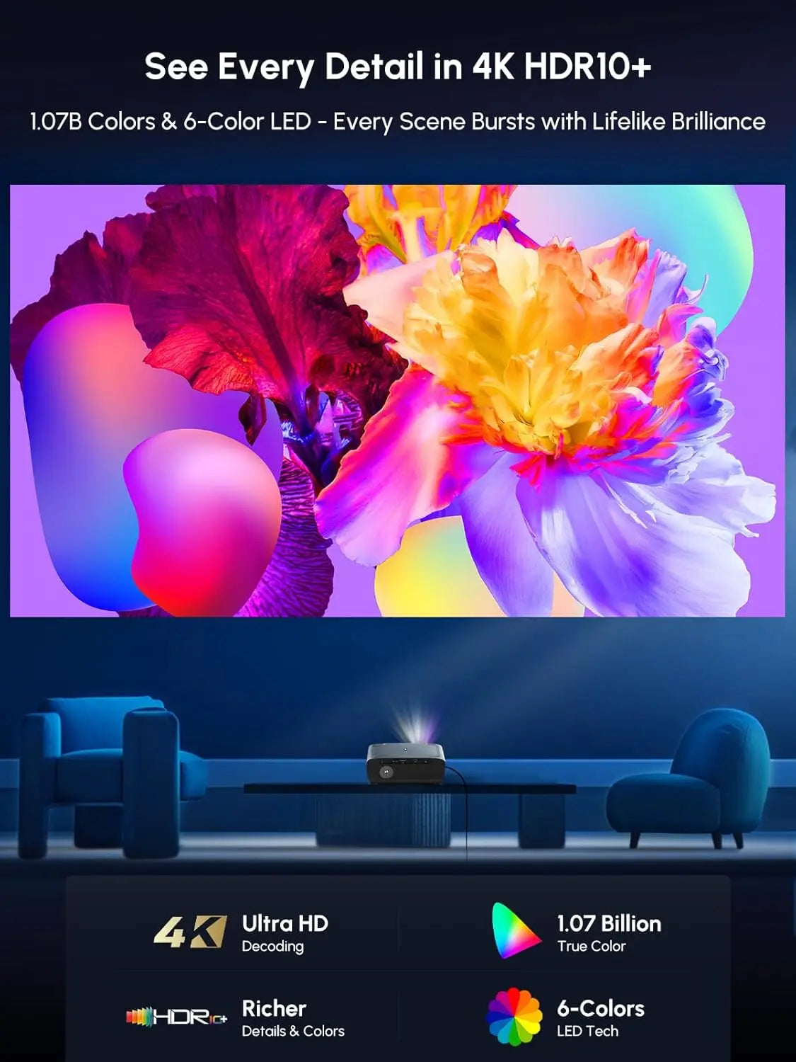 [Google TV/Android 14]4K Projector Full HD 1080P Home Theater Netflix-Licensed Outdoor Movie Smart Auto Focus Beam Projectors