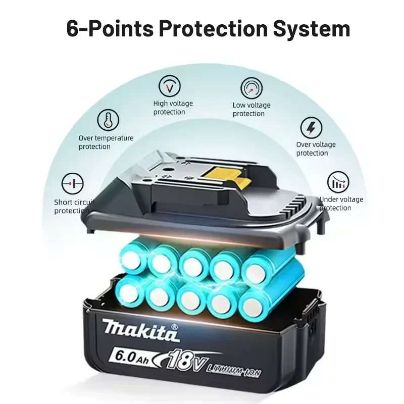 👍🏻Makita 18v Battery With Charger Rechargeable Lithium Ion for DDF487 BL1880 BL1860B LXT400 Power Tool Makita 18 v Battery🔥