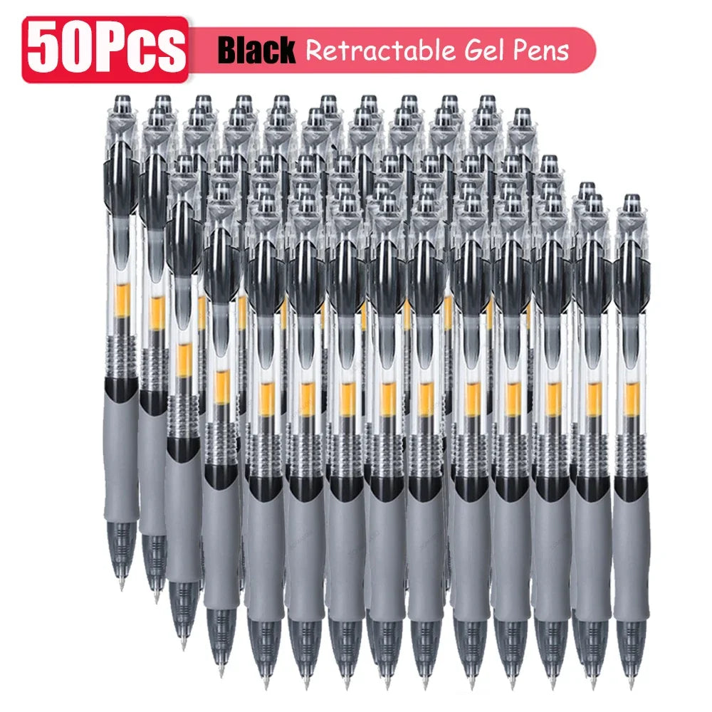 1-63Pc Retractable Gel Pens Set Black/red/blue Ink Ballpoint for Writing 0.5mm Refills Office Accessory School Supply Stationery