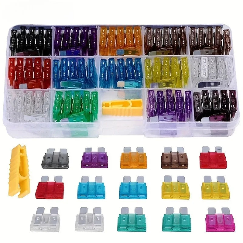 "Universal Fit" 140-Piece Automotive Fuse Kit With Clip - Assorted Sizes 2A To 40A, Aluminum Alloy, For Cars & Trucks