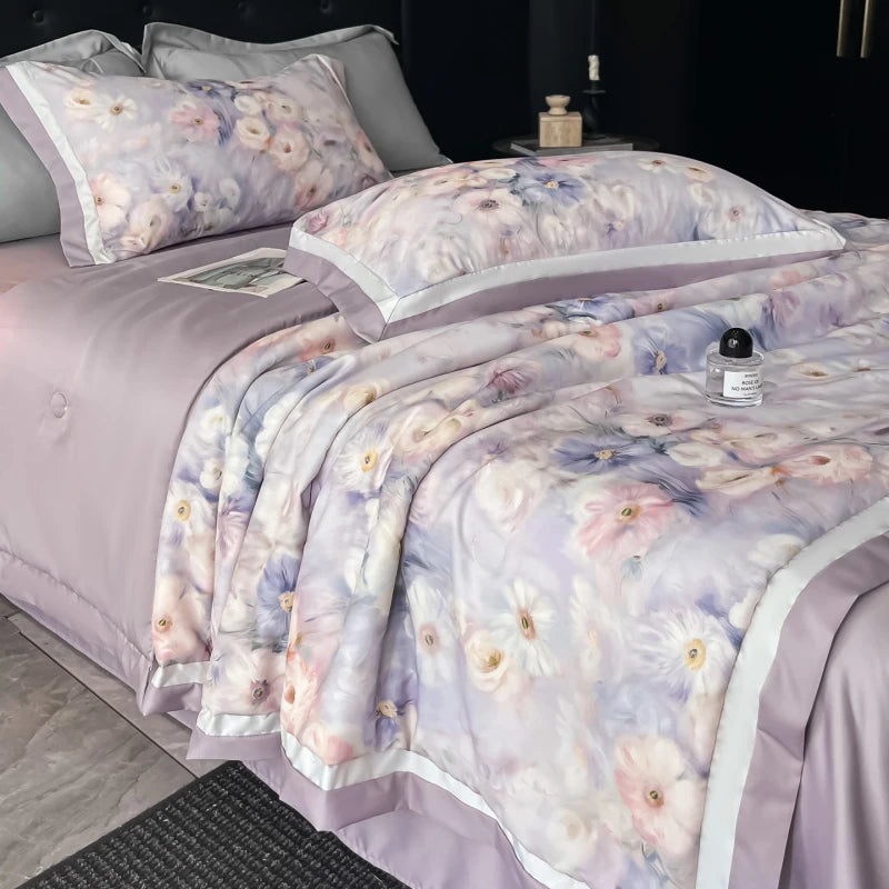 1PC Summer Quilt Korean Style Cool Quilt Flora Household Machine Washable Suitable 여름이불 Cool and Refreshing Summer Blanket