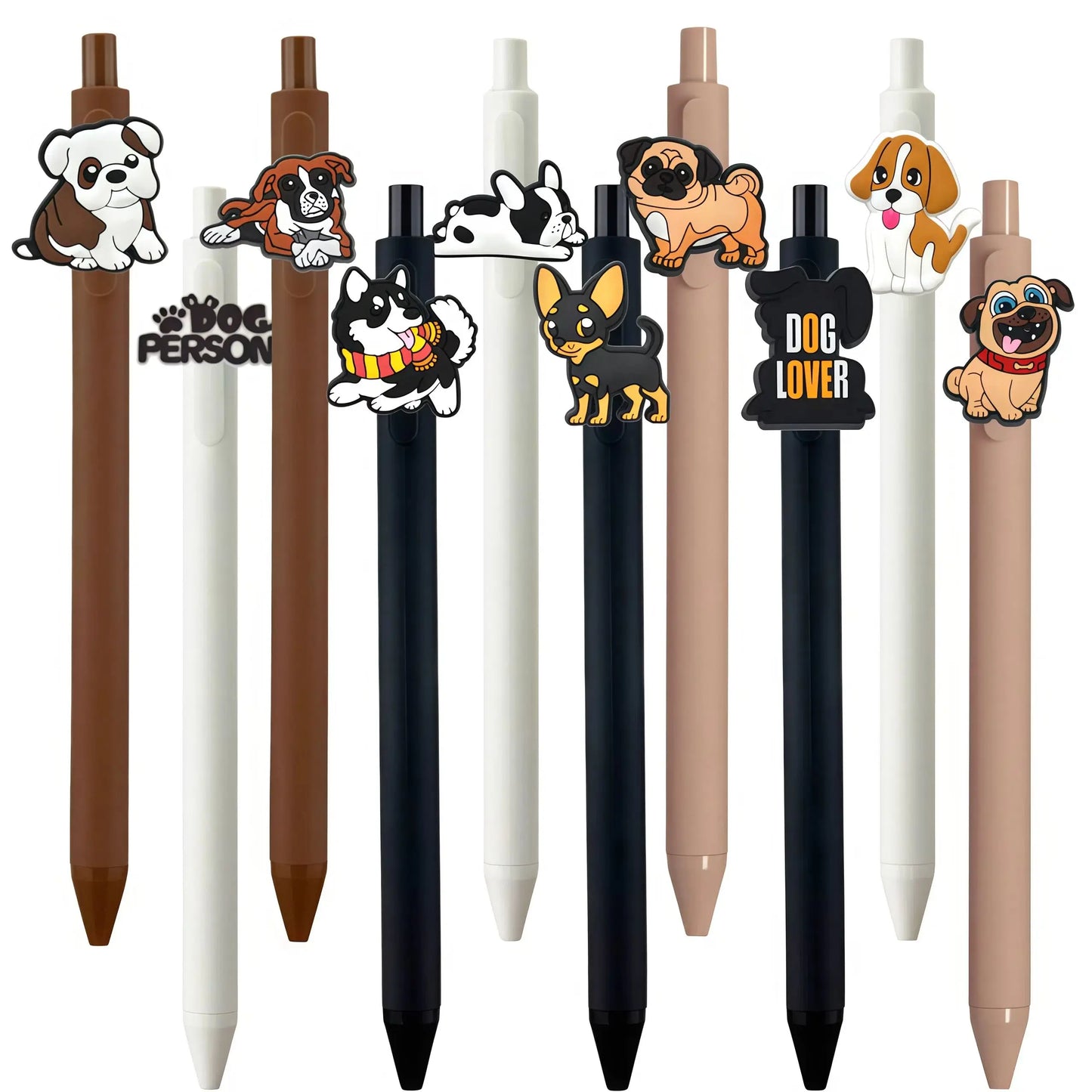 10Pcs Cute Dog Gel Pens Black Ink Retractable Writing Set for Dog Lovers, Vet Techs, Students, and Office Supplies