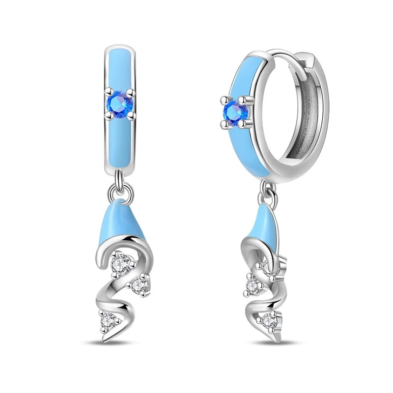 100% 925 Sterling Silver Colorful Butterfly Bee Ladybug Rainbow Flower Earrings For Women Fashion Birthday Party Jewelry Gifts