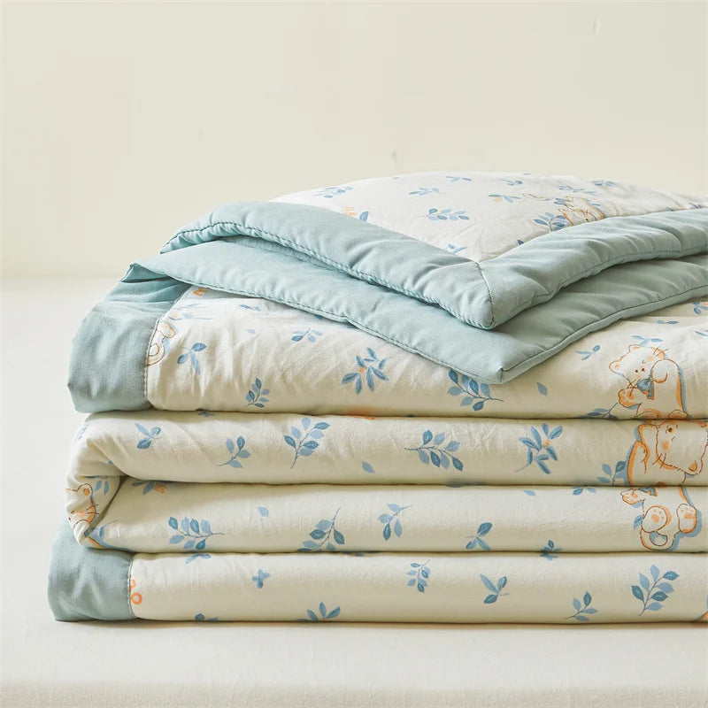 100% Cotton Inside and Outside Summer Quilt Lightweight Ultra Soft Thin Quilt Air Conditioning Quilts Pure Cotton Blanket Ins