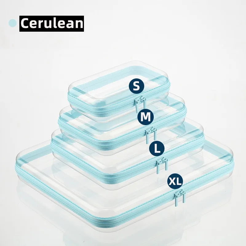 1pc Home Organize Box Transparent Cosmetics Storage Bag Baby Toy Organize Box Waterproof Plastic Zippered Pouch Travel Case Bag