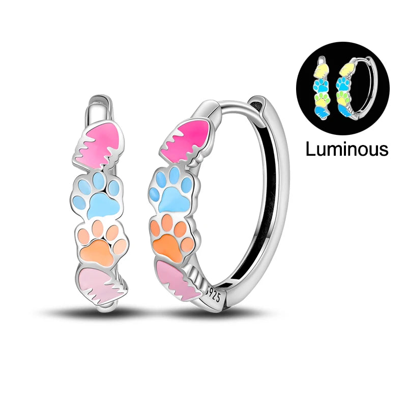 100% 925 Sterling Silver Colorful Butterfly Bee Ladybug Rainbow Flower Earrings For Women Fashion Birthday Party Jewelry Gifts