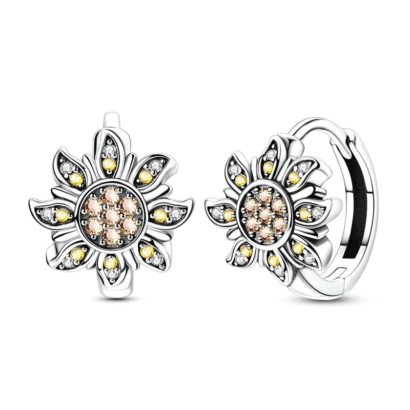 100% 925 Sterling Silver Colorful Butterfly Bee Ladybug Rainbow Flower Earrings For Women Fashion Birthday Party Jewelry Gifts