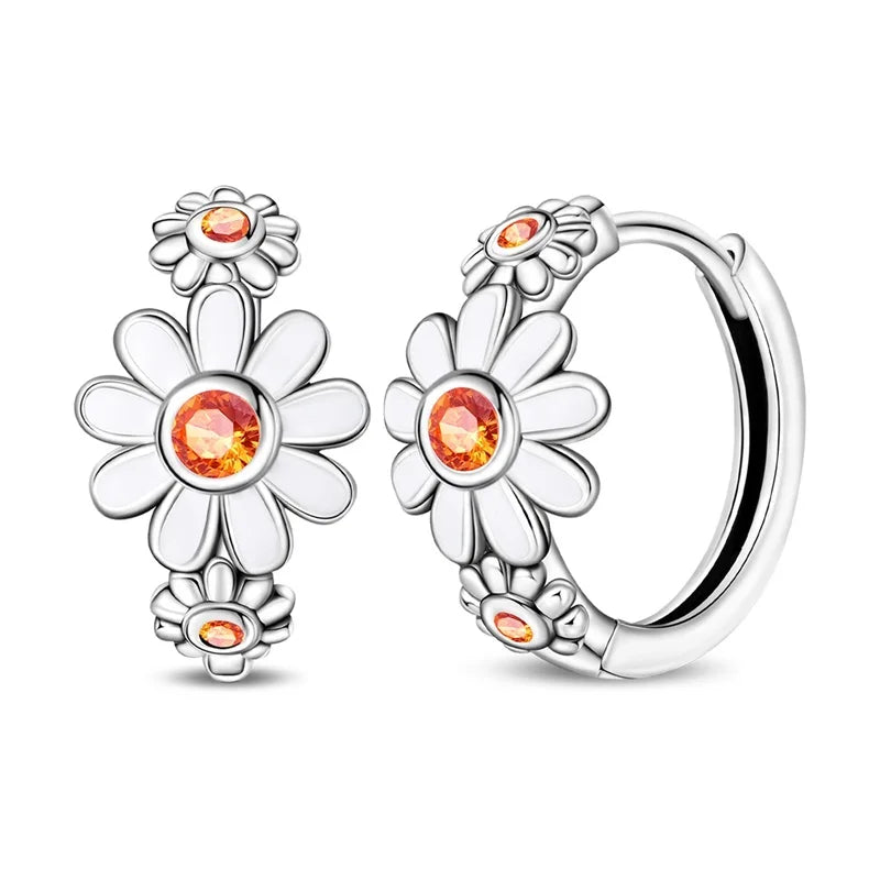 100% 925 Sterling Silver Colorful Butterfly Bee Ladybug Rainbow Flower Earrings For Women Fashion Birthday Party Jewelry Gifts