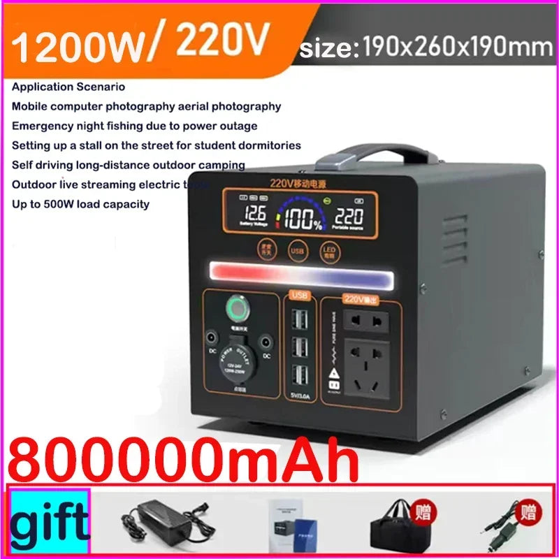 1000000mAh Portable 220v Outdoor Power Bank with Large Capacity for Self-Driving, Camping, and Emergency Backup Power Storage