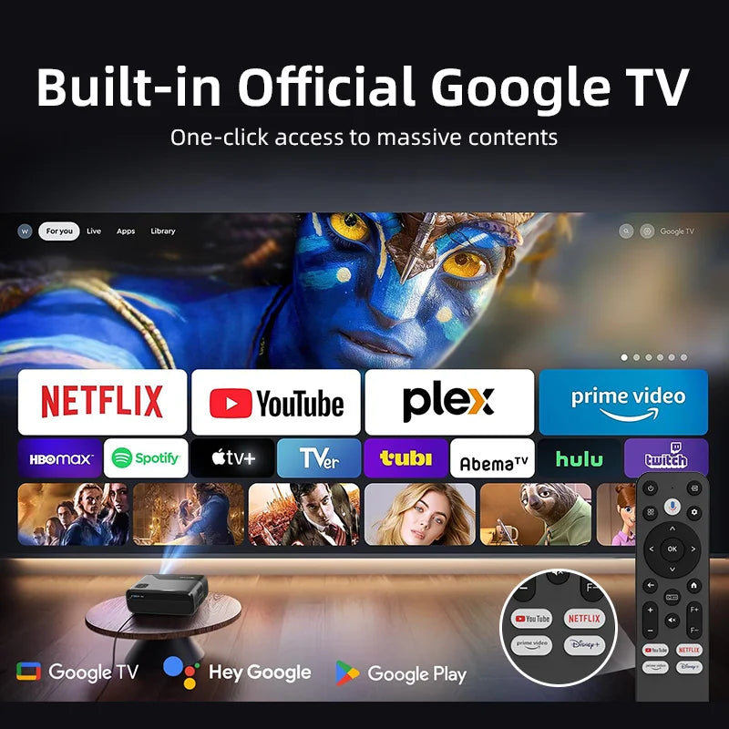 [Google TV/Android 14]4K Projector Full HD 1080P Home Theater Netflix-Licensed Outdoor Movie Smart Auto Focus Beam Projectors