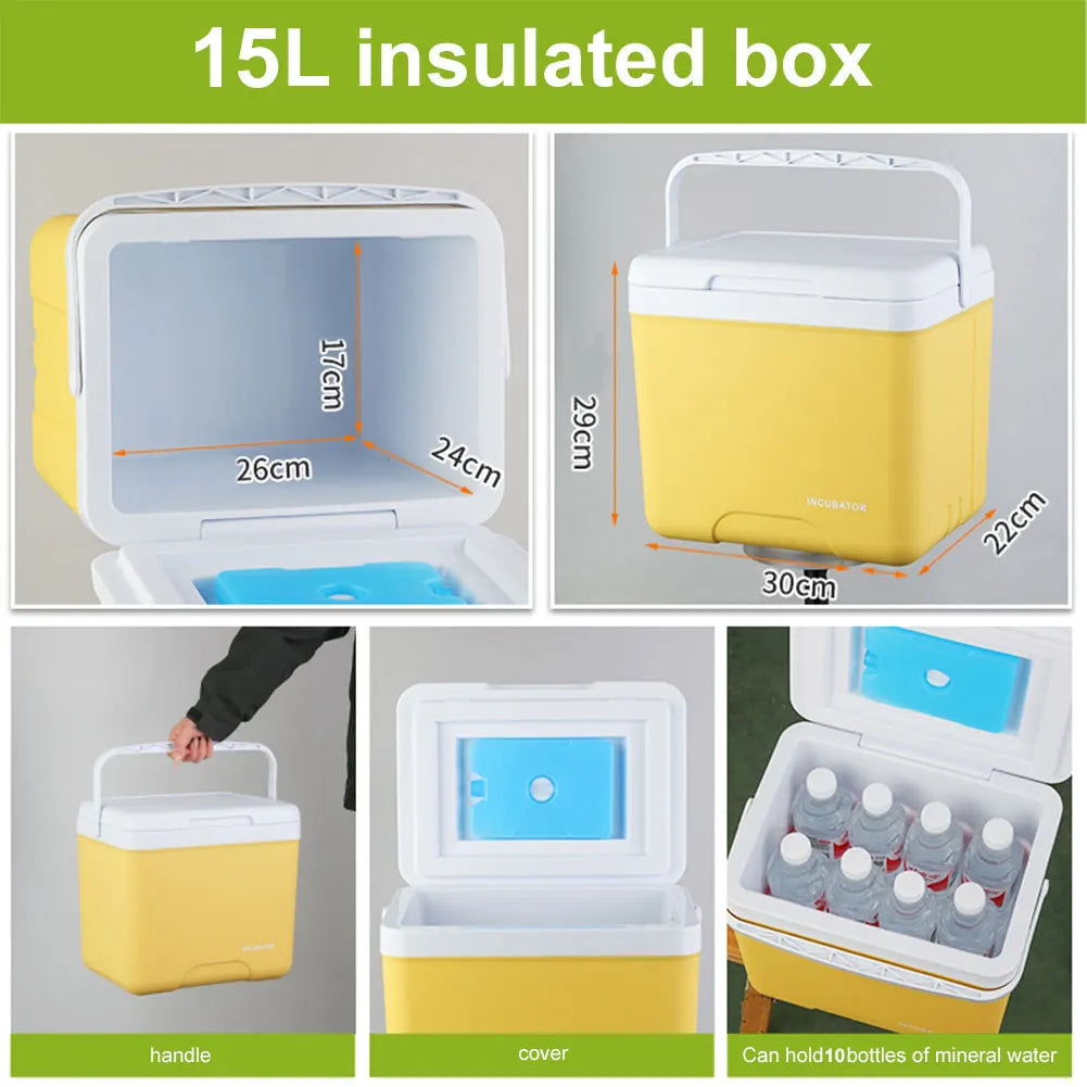 15L Insulated Ice Chest Multipurpose Portable Ice Bucket Outdoor Hard Cooler for Camping Picnic Beach Drink Beverage Fishing