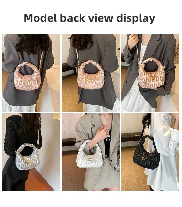 Women's Crossbody Cloud Design Versatile Handbag Soft PU Leather Square Shape Shoulder Bag with Zipper Polyester Lining