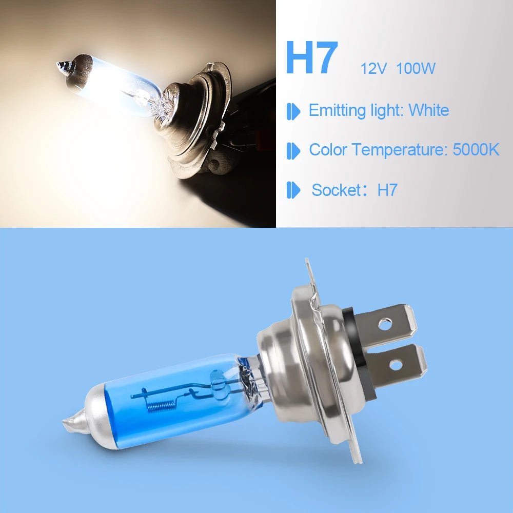 10PCS H7 12V 100W 6000K Xenon H7 Super White Halogen Car Light Source Bulbs Headlights Auto Lamp Parking Cars Phare Led Voiture