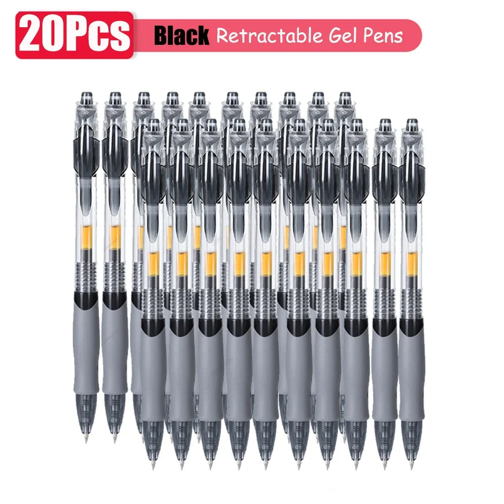 1-63Pc Retractable Gel Pens Set Black/red/blue Ink Ballpoint for Writing 0.5mm Refills Office Accessory School Supply Stationery
