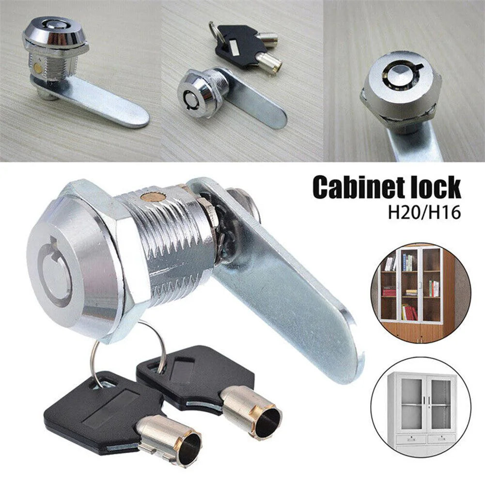 16/20mm MailBox Locker Cupboard Cam Lock Door Drawer Cabinet  + 2 Keys Furniture Locks Drawer DIY Cabinet Tools