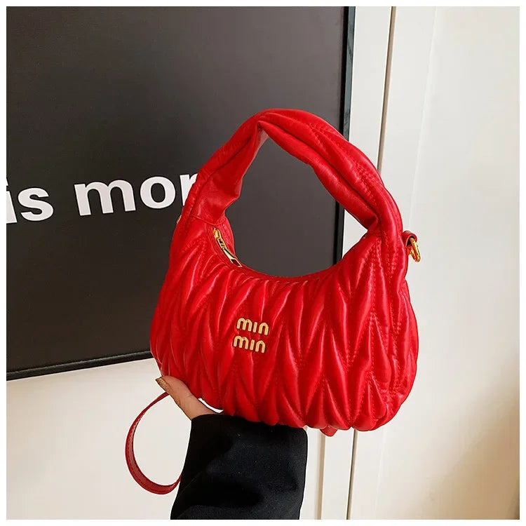 Women's Crossbody Cloud Design Versatile Handbag Soft PU Leather Square Shape Shoulder Bag with Zipper Polyester Lining