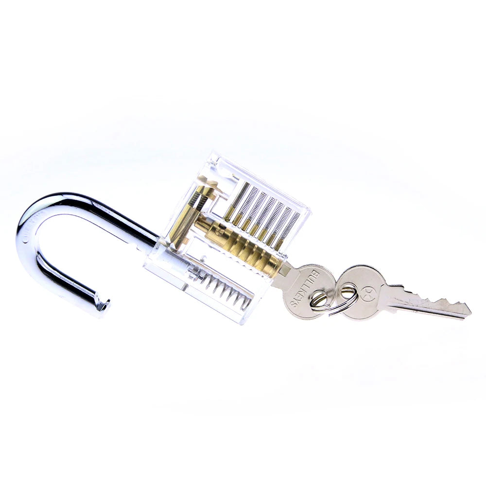 15pcs Stainless Steel Lockpick Tools with Handle,Cheap and Useful Locksmith Tools Set with Locks for Beginner,Hard Materials