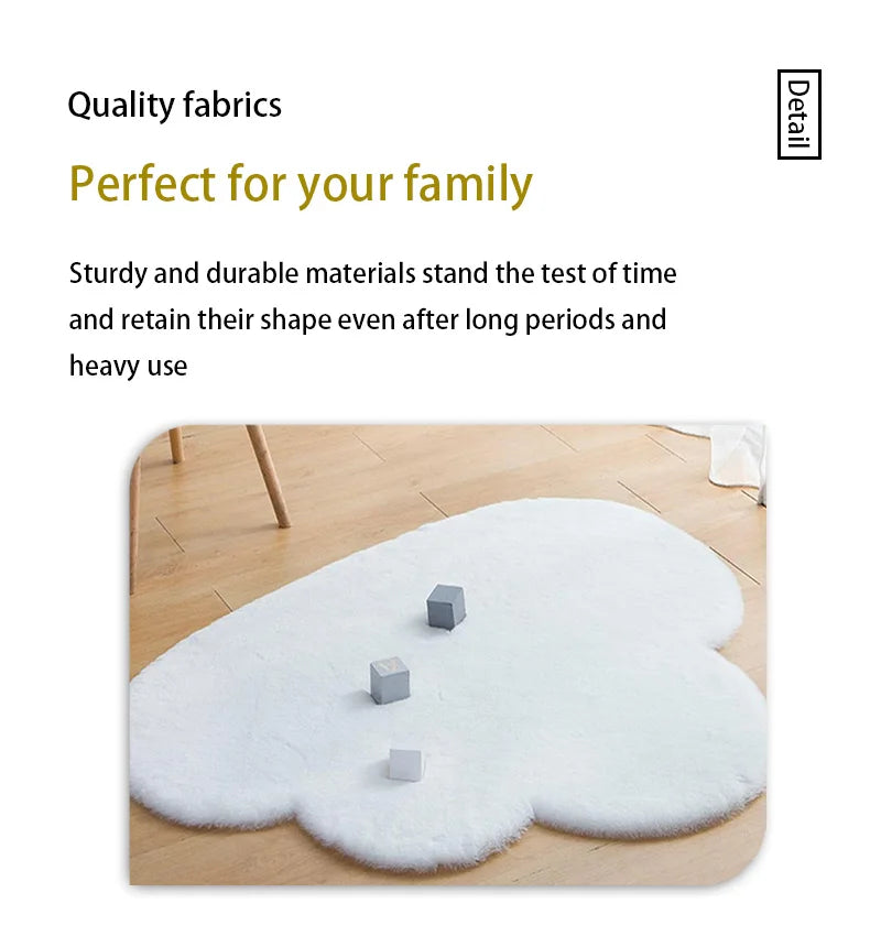1 imitation hair-free cartoon white cloud non-slip living room, bedroom carpet floor mat, bedside plush decoration, foot neat