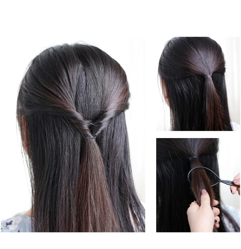 1/2/3/4pcs/set Ponytail Hair Styling Tools Ponytail Holder Topsy Loops Hair Bun Maker Braids Beauty Makeup Hairdressing Braiders