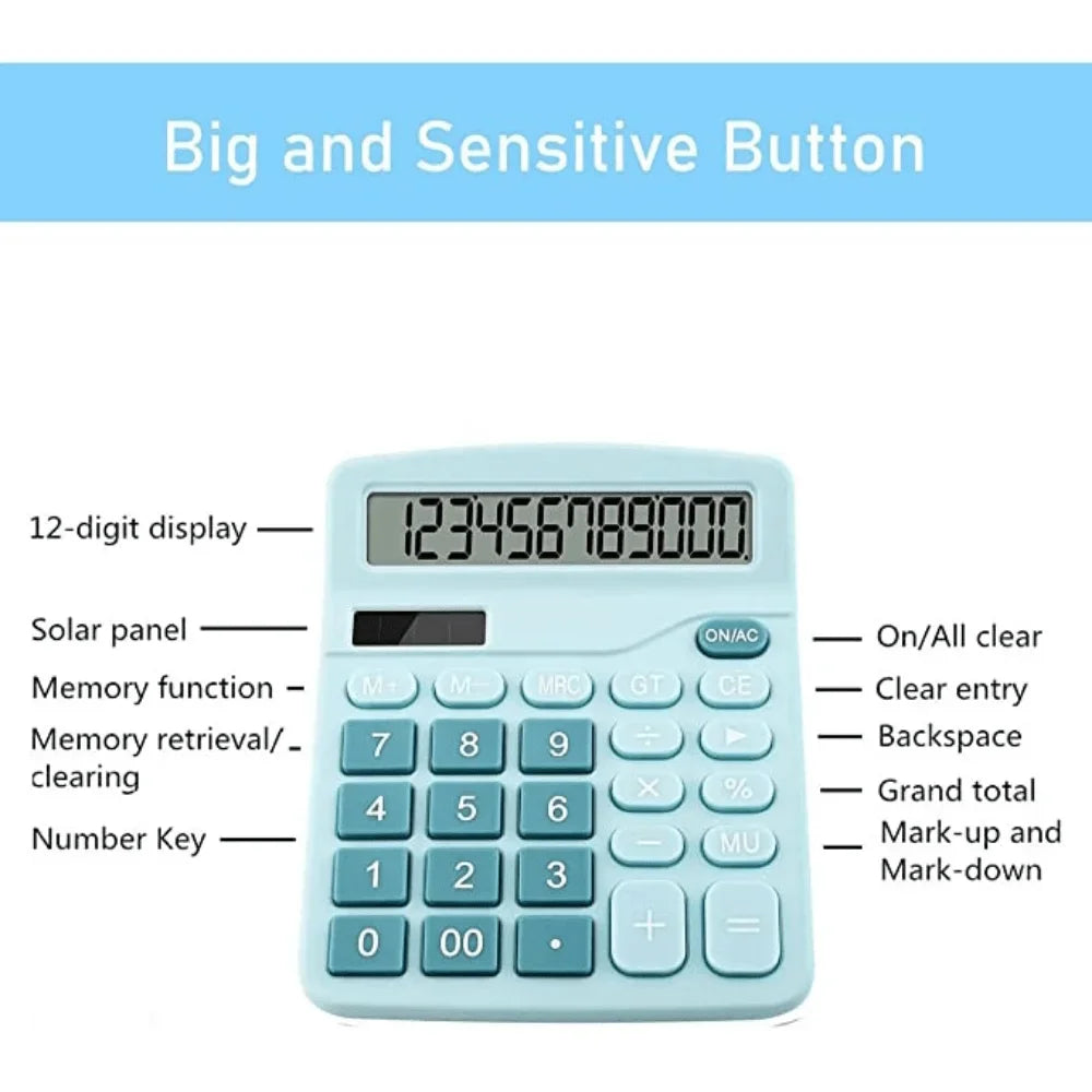 1Pcs Solar Scientific Calculator Desktop Financial Office Computer Calculators Large Display Office Calculators Cute Calculator