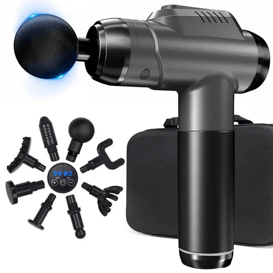 1200-9800 rpm High-Power Deep Muscle Massage Gun Electric Massager with 8 Heads For Body Neck Back Leg Fitness Tool 30 Levels