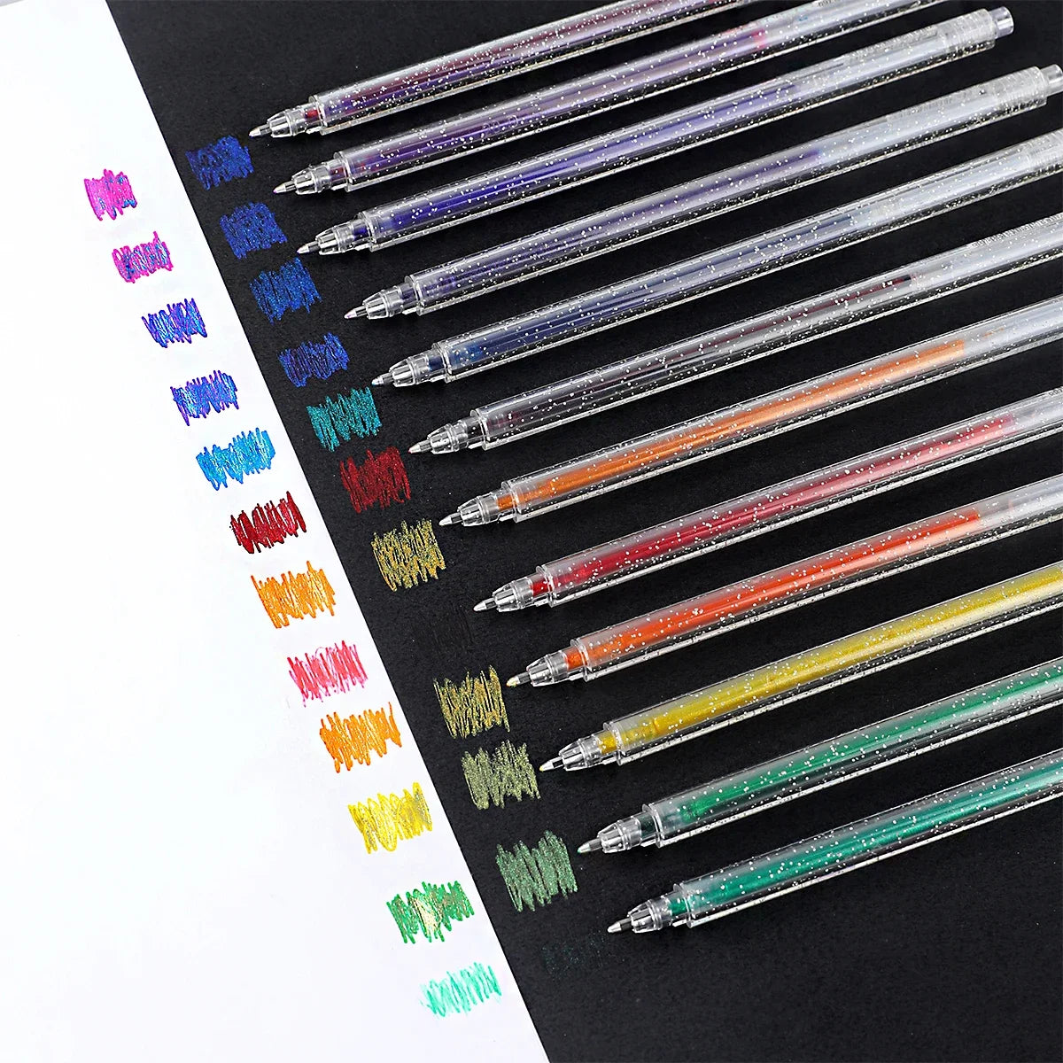 12pcs Glitter Gel Pen Set with 12 color ink refill suitable for children adult coloring, journaling, art drawing, book doo