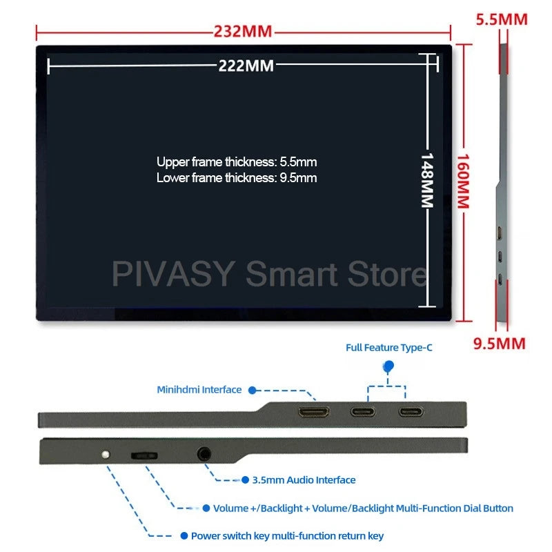 10.5 Inch Touch Screen TV Monitor Mobile for Movie Home Party Office Business Lightweight Portable High - definition Saturation