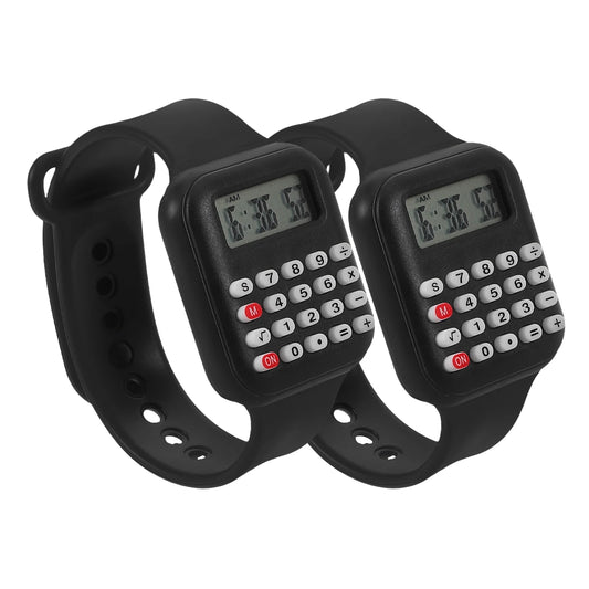 2 Pcs Calculator Watch Boy Calculation Kids Watches for Girls Child Wrist Pvc Children