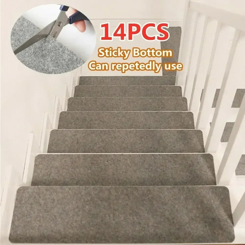 14Pcs/Set Stair Tread Carpet Mats Self-adhesive Floor Mat Door Mat Step Staircase Non Slip Pad Protection Cover Pads Home Decor