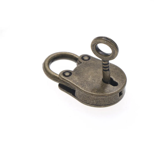 1Set Metal Old Vintage Style Mini Padlock Small Luggage Box Key Lock Copper Color Lot Of 3 Home Usage Hardware Decoration