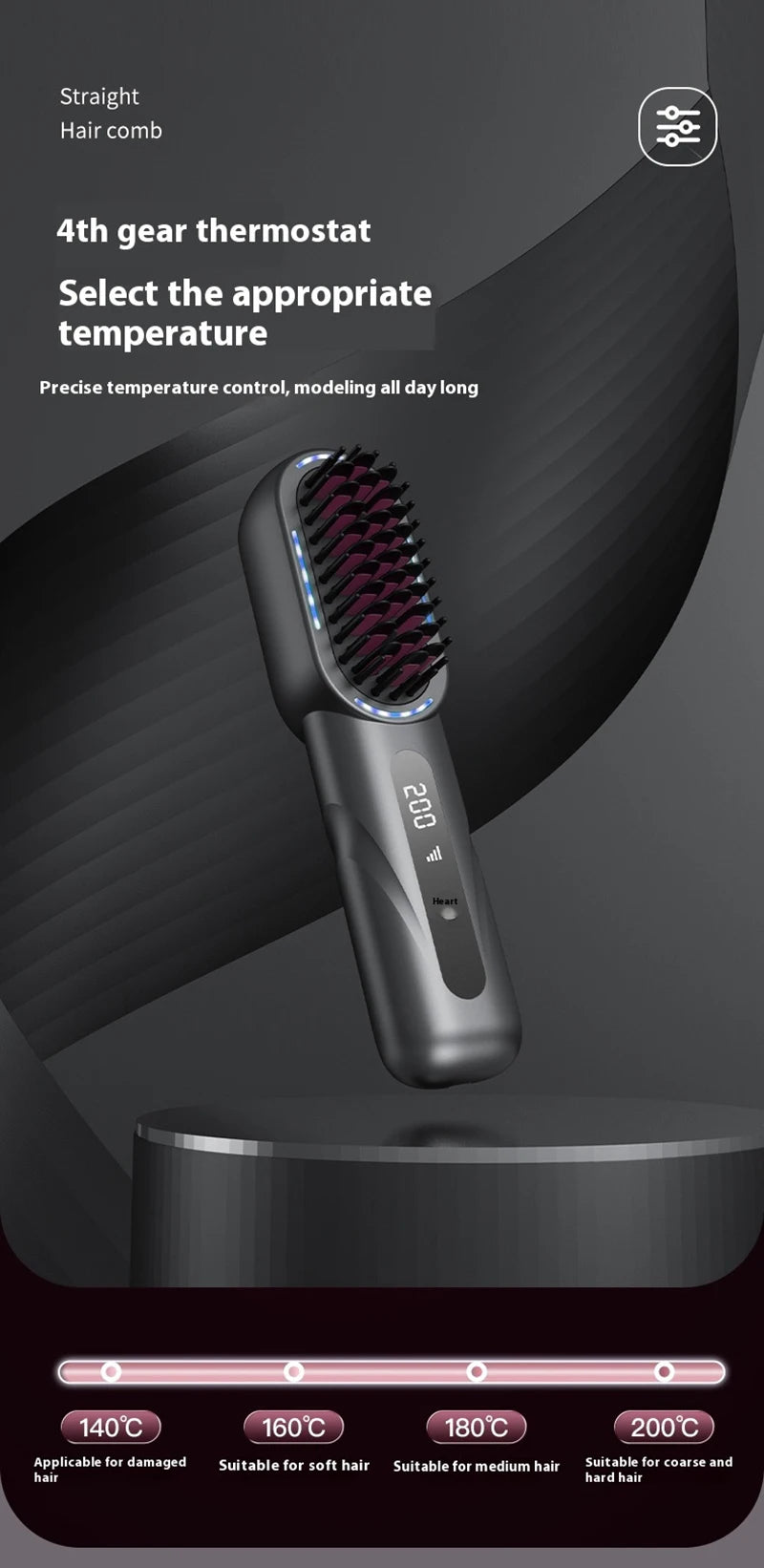 Wireless Straight Curling Hair Comb Heating Negative Ion Hair Straightener Rechargeable Anti-scalding Electric Hair Care Brushes