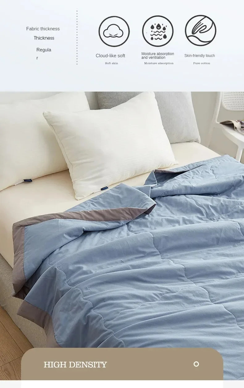 100% cotton inside and outside summer cool  air conditioning quilt washed cotton pure cotton summer quilt thin quilt summer