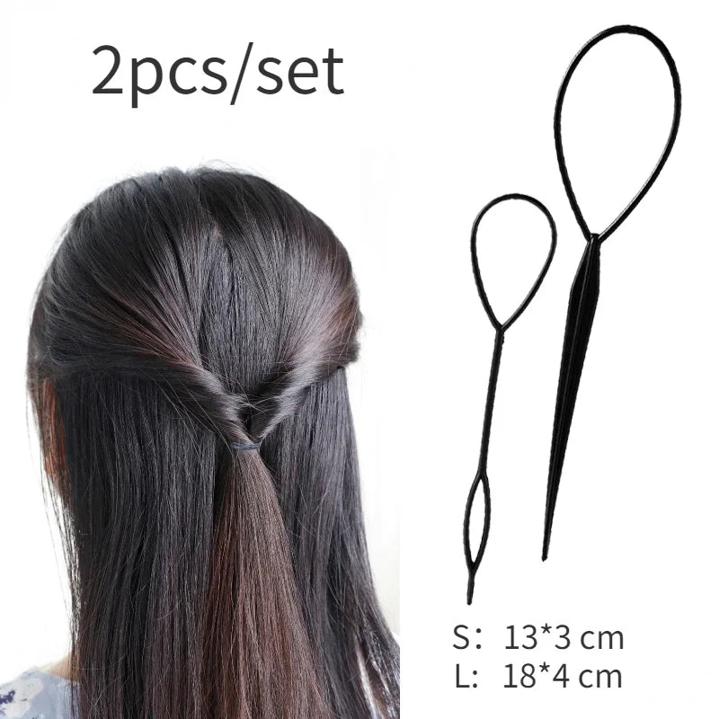 1/2/3/4pcs/set Ponytail Hair Styling Tools Ponytail Holder Topsy Loops Hair Bun Maker Braids Beauty Makeup Hairdressing Braiders