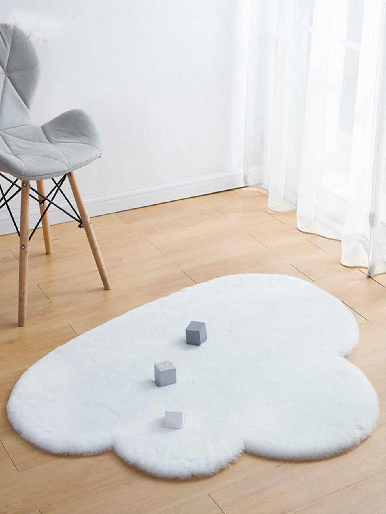 1 imitation hair-free cartoon white cloud non-slip living room, bedroom carpet floor mat, bedside plush decoration, foot neat