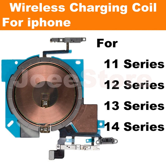 Wireless Charging Chip Coil For iPhone 14 13 12 11 Pro Max Mini Wireless With Magnet Power Volume Button Flex Charger Panel Part